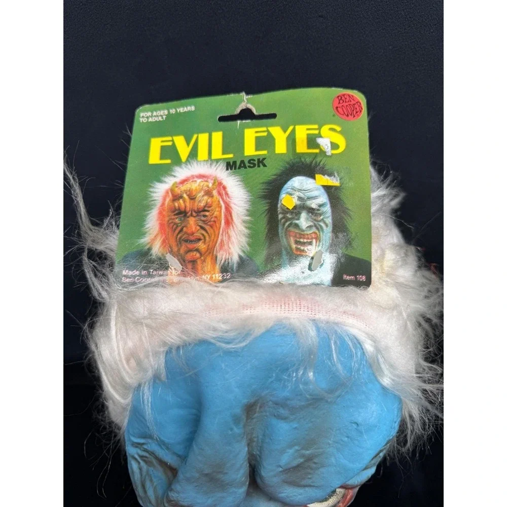 Vintage Ben Cooper Latex Halloween Mask Blue Ghoul Zombie Monster Evil Eye NOS